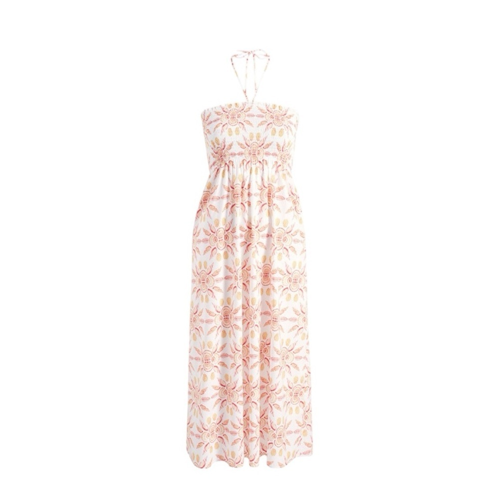 HILL HOUSE HOME  - Lucy Nap Dress Orange Floral Strapless Maxi Dress Sz M - Picture 2 of 8